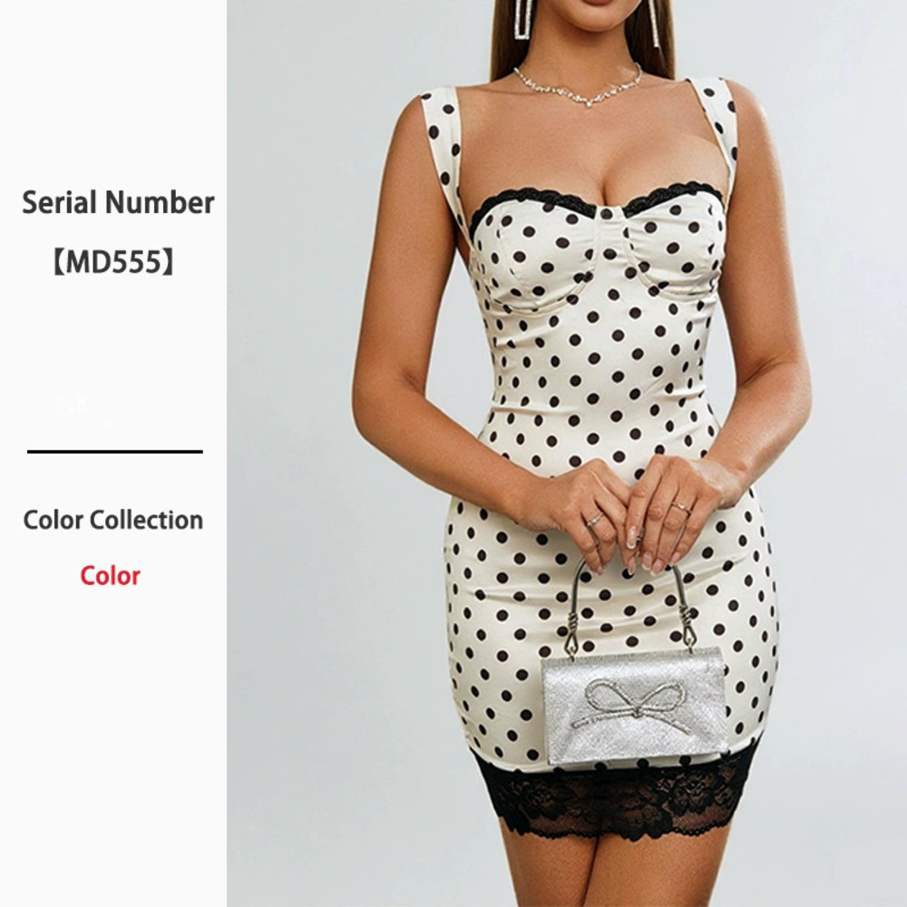 Chic Sexy Polka Dot Backless Halter Bodycon Dress Spring Summer